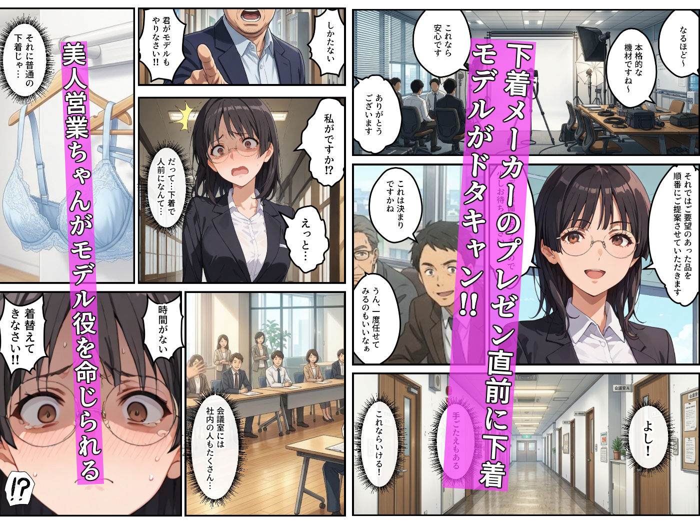 モデル来ないから…お前が下着モデルやれ！ー美人営業ちゃんの羞恥プレゼンー_001